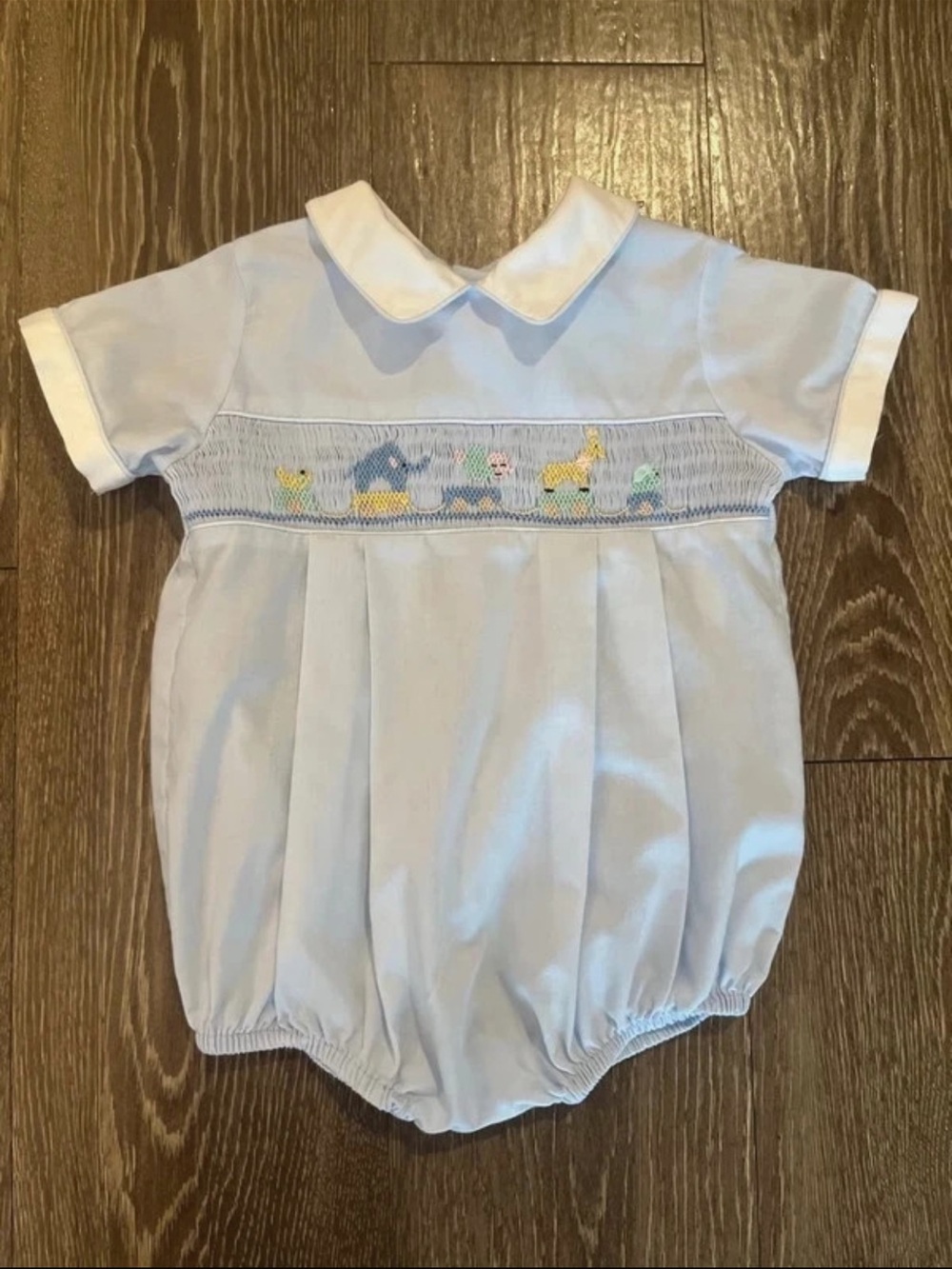 Classic Light Blue Smocked Baby Bubble